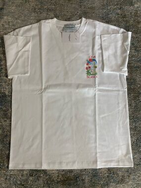 NWT Casablanca White LA Days Rose Graphic Short Sleeve Tee
